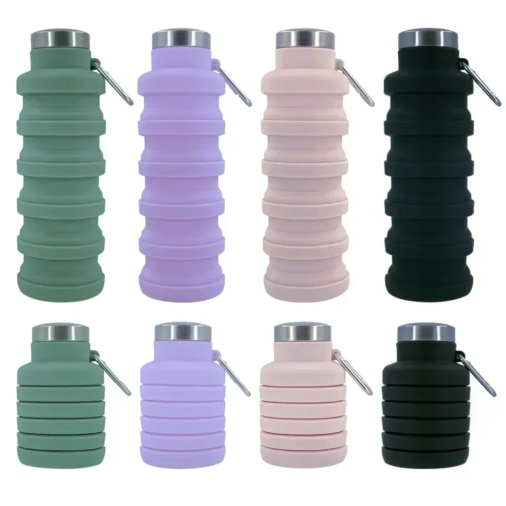 Gourde pliable en silicone 500 ml sans BPA, format télescopique pour le voyage, le sport et la randonnée 2