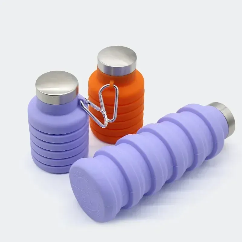 Gourde pliable en silicone 500 ml sans BPA, format télescopique pour le voyage, le sport et la randonnée 4