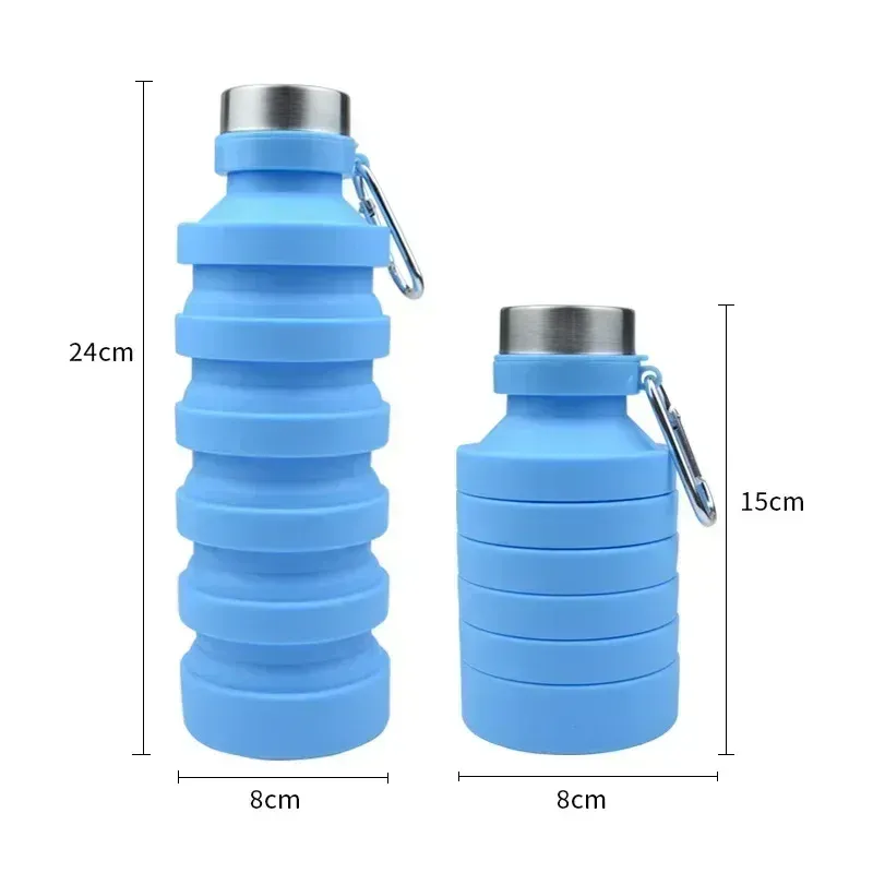 Gourde pliable en silicone 500 ml sans BPA, format télescopique pour le voyage, le sport et la randonnée 5