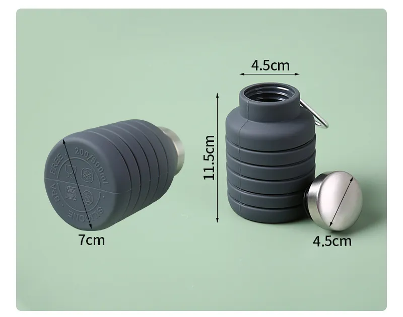 Gourde pliable en silicone, mise en situation