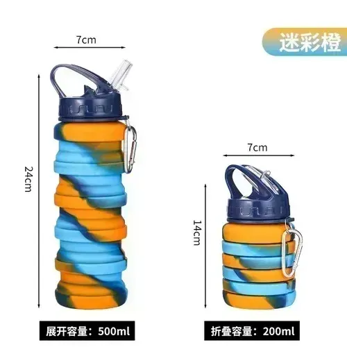 Gourde pliable en silicone 500 ml sans BPA, format télescopique pour le voyage, le sport et la randonnée 13