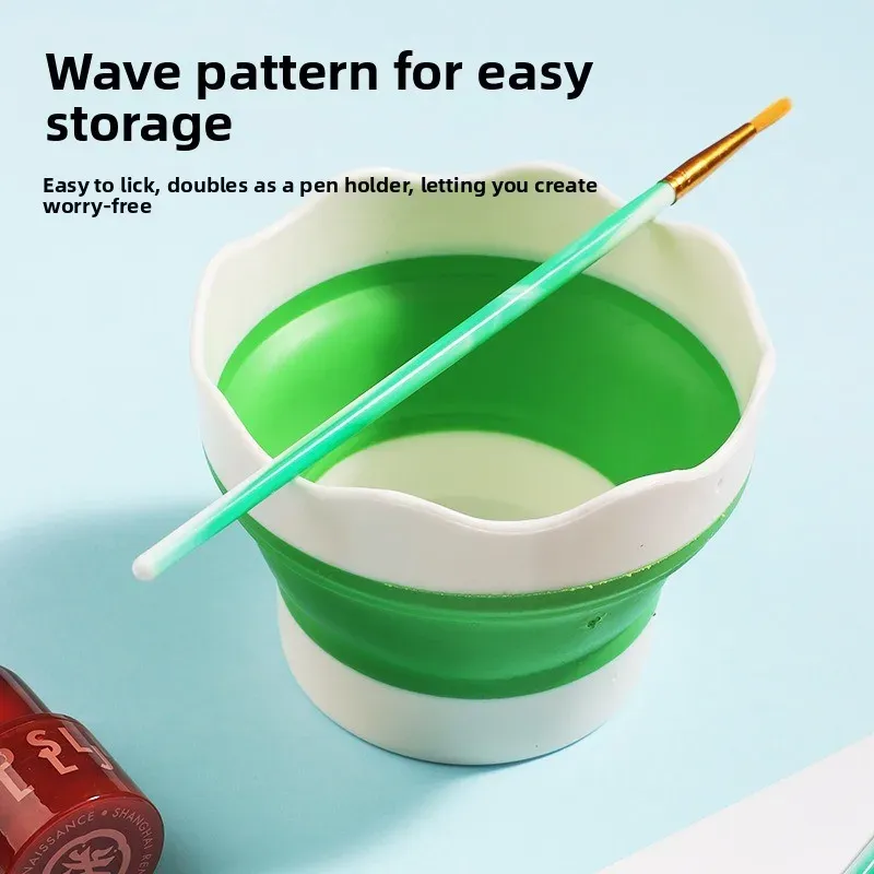 Mini seau à peinture pliable en silicone pour le lavage des pinceaux, palette de peinture, stylo de lavage artistique, tasse, nettoyeur de pinceaux de maquillage, bol de nettoyage 6