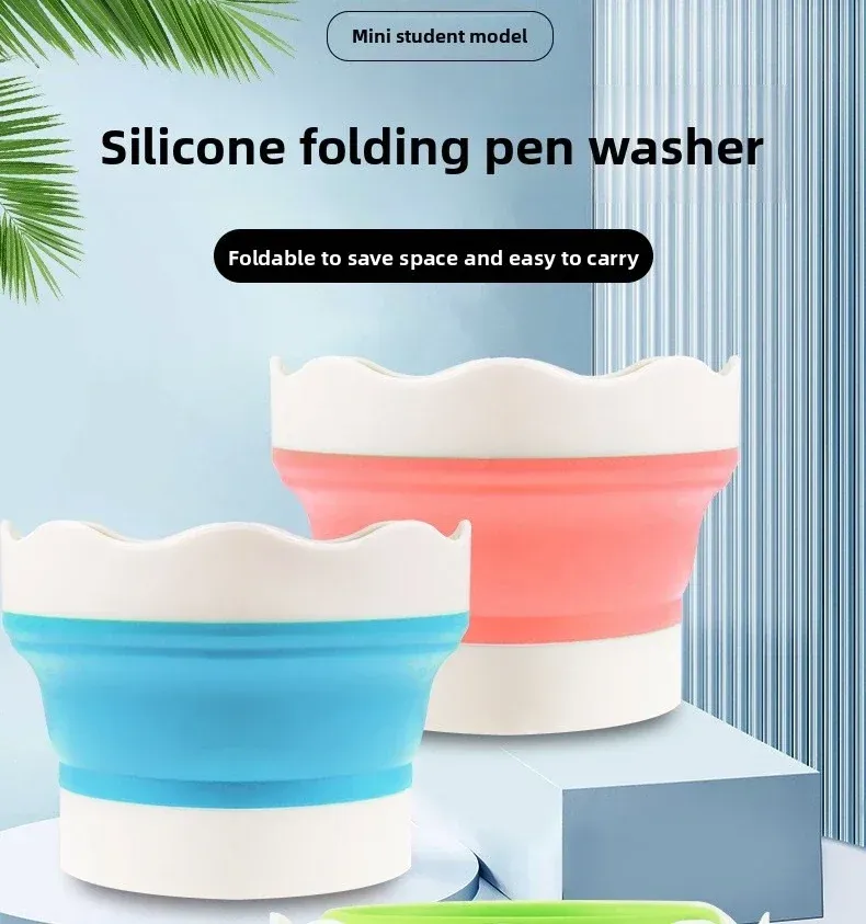 Mini seau à peinture pliant en silicone, vue d'ensemble