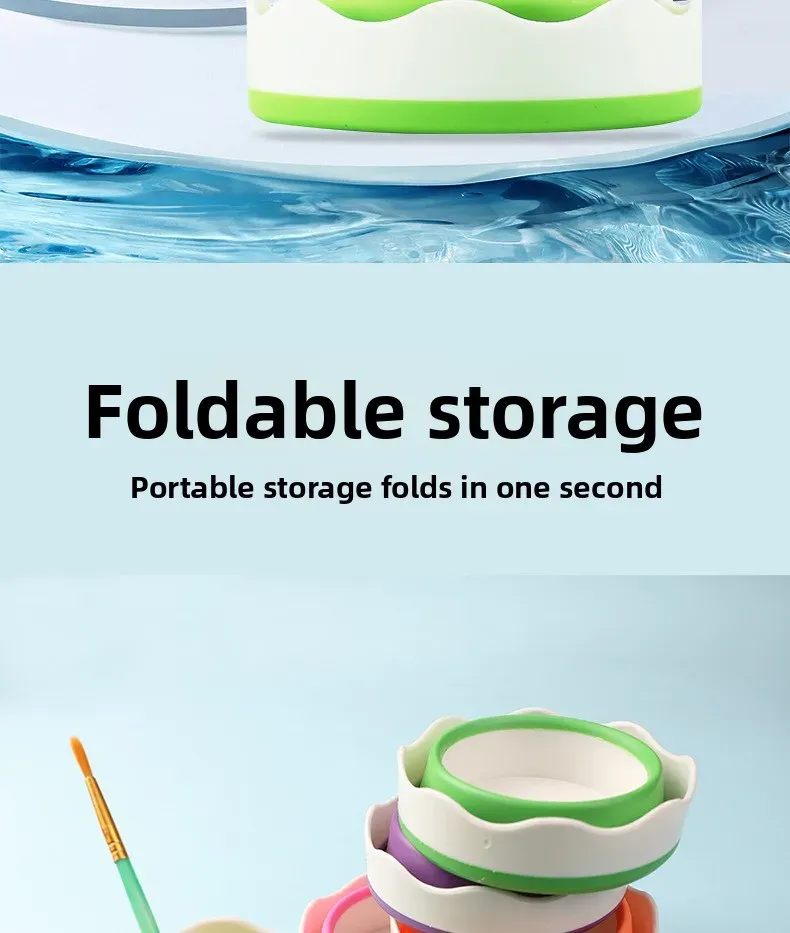 Seau pliant en silicone en situation d'utilisation