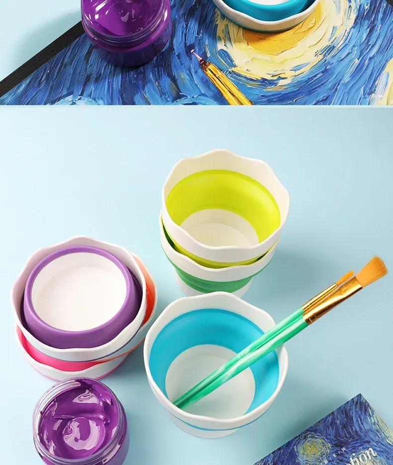 Seau en silicone pour nettoyer les outils artistiques