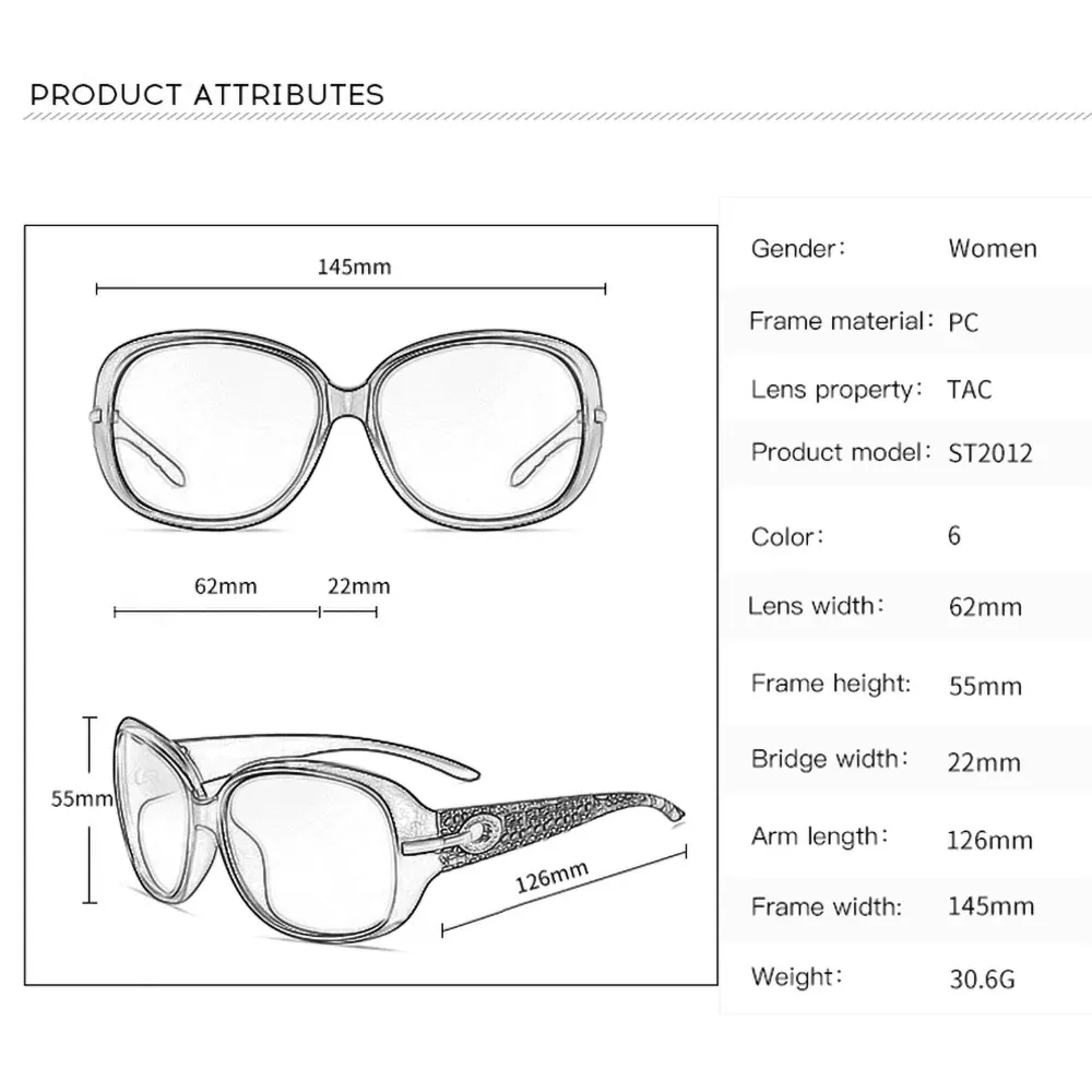 Lunettes de soleil polarisées pour femme, design classique et tendance, grand cadre, verres polarisés, style vintage, modèle ST2012 3