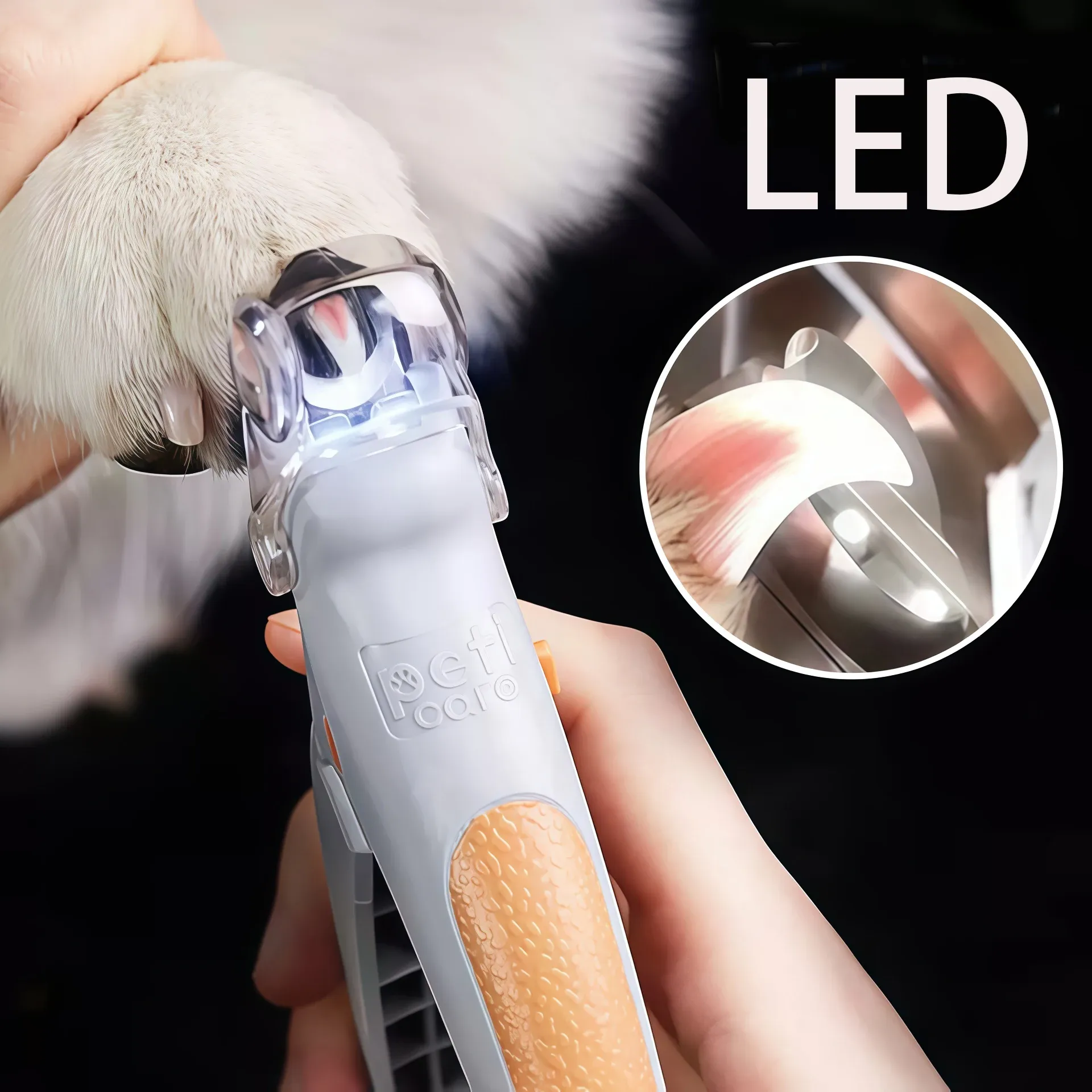 Ciseaux professionnels à LED pour griffes d'animaux de compagnie