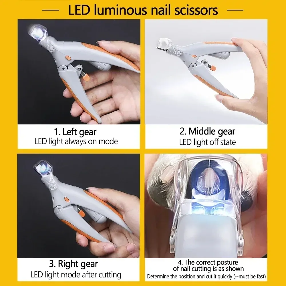 Ciseaux professionnels à LED pour griffes d'animaux de compagnie 6
