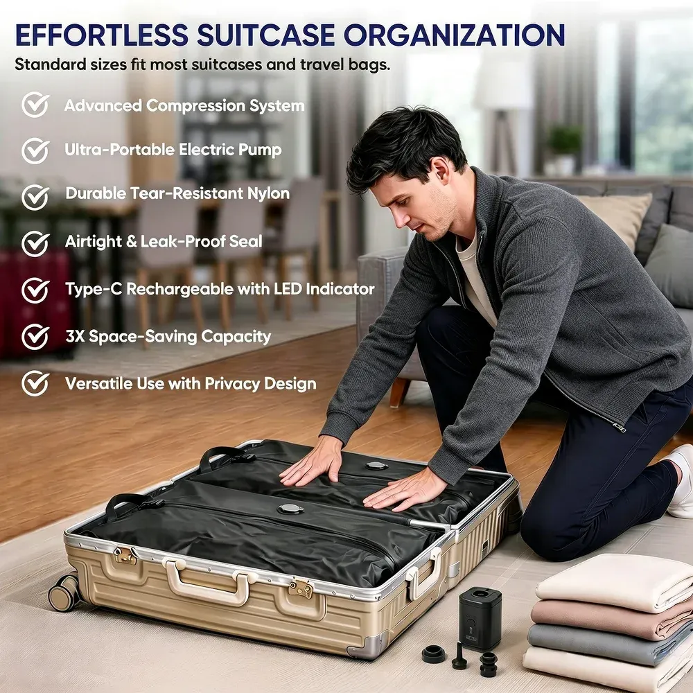 Sacs de rangement sous vide en TPU étanches et résistants aux déchirures pour vêtements et voyages 2