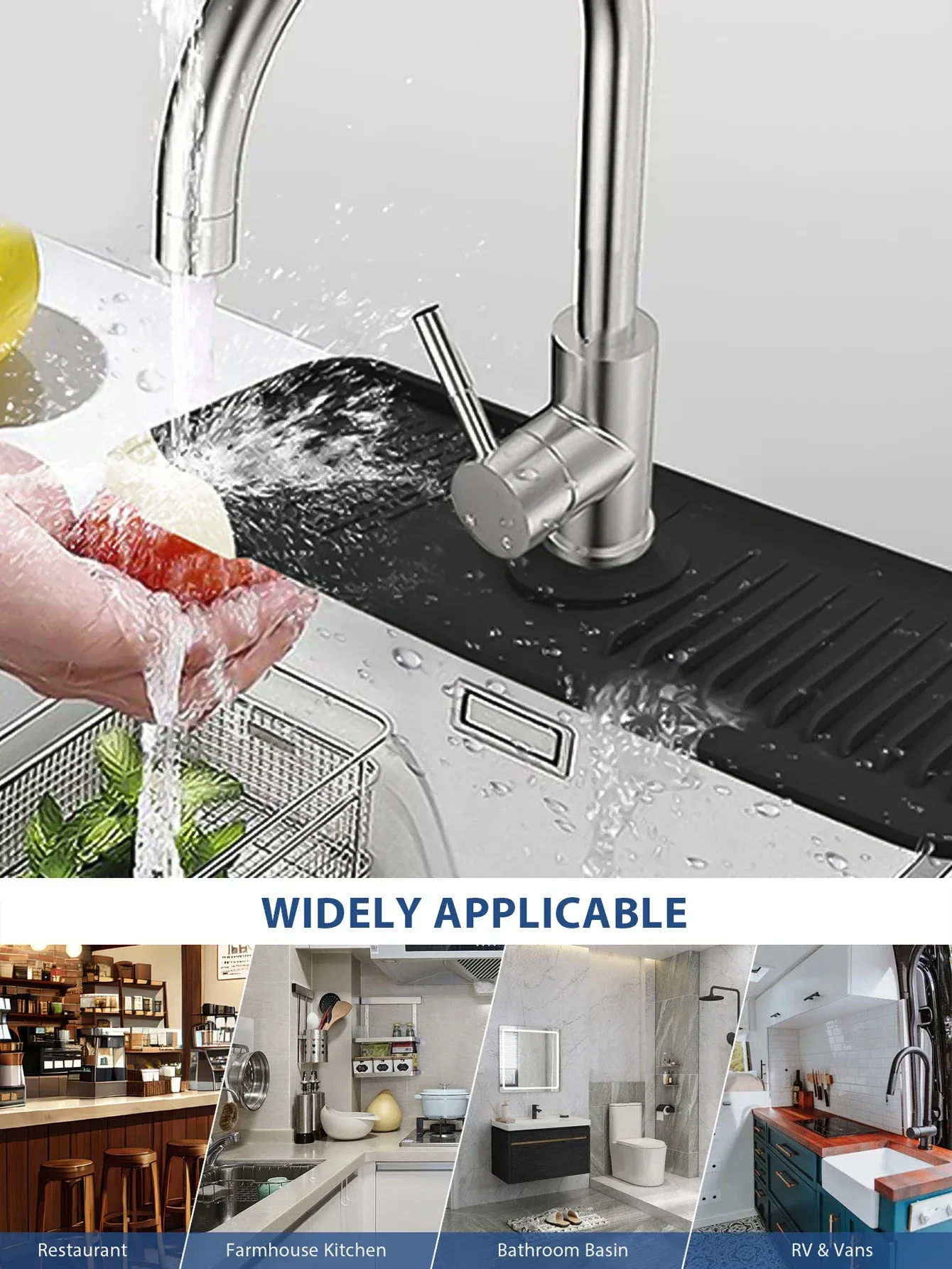 Protège-éclaboussures en silicone pour évier de cuisine 6