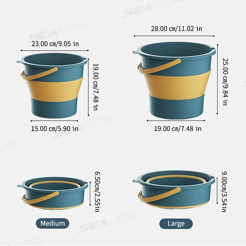 Seau pliable SEAMETAL 5 L/10 L pour lavage de voiture, en plastique épais et durable, seau d'eau de camping et de pêche portable pour l'extérieur 2