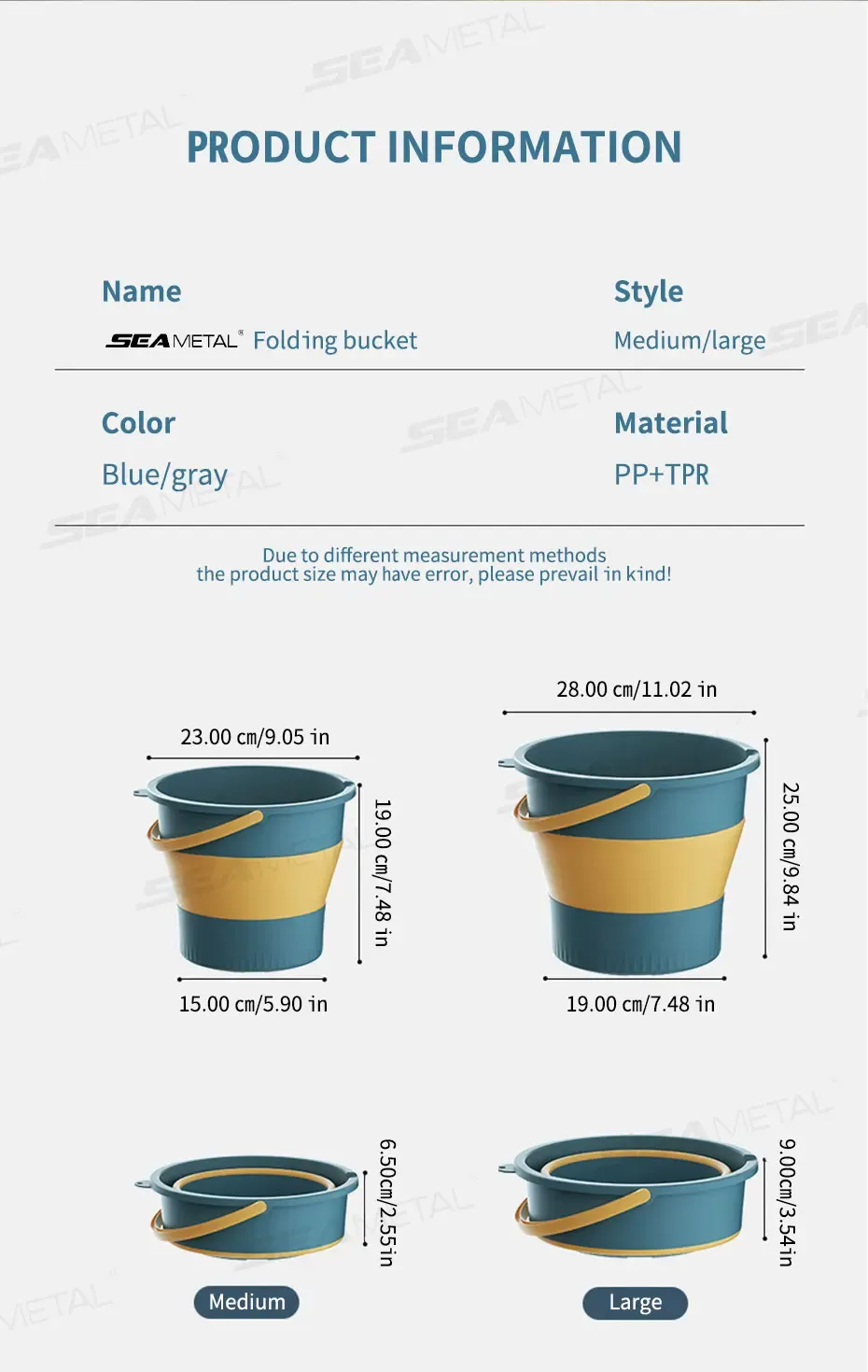 Seau pliable, détail du design