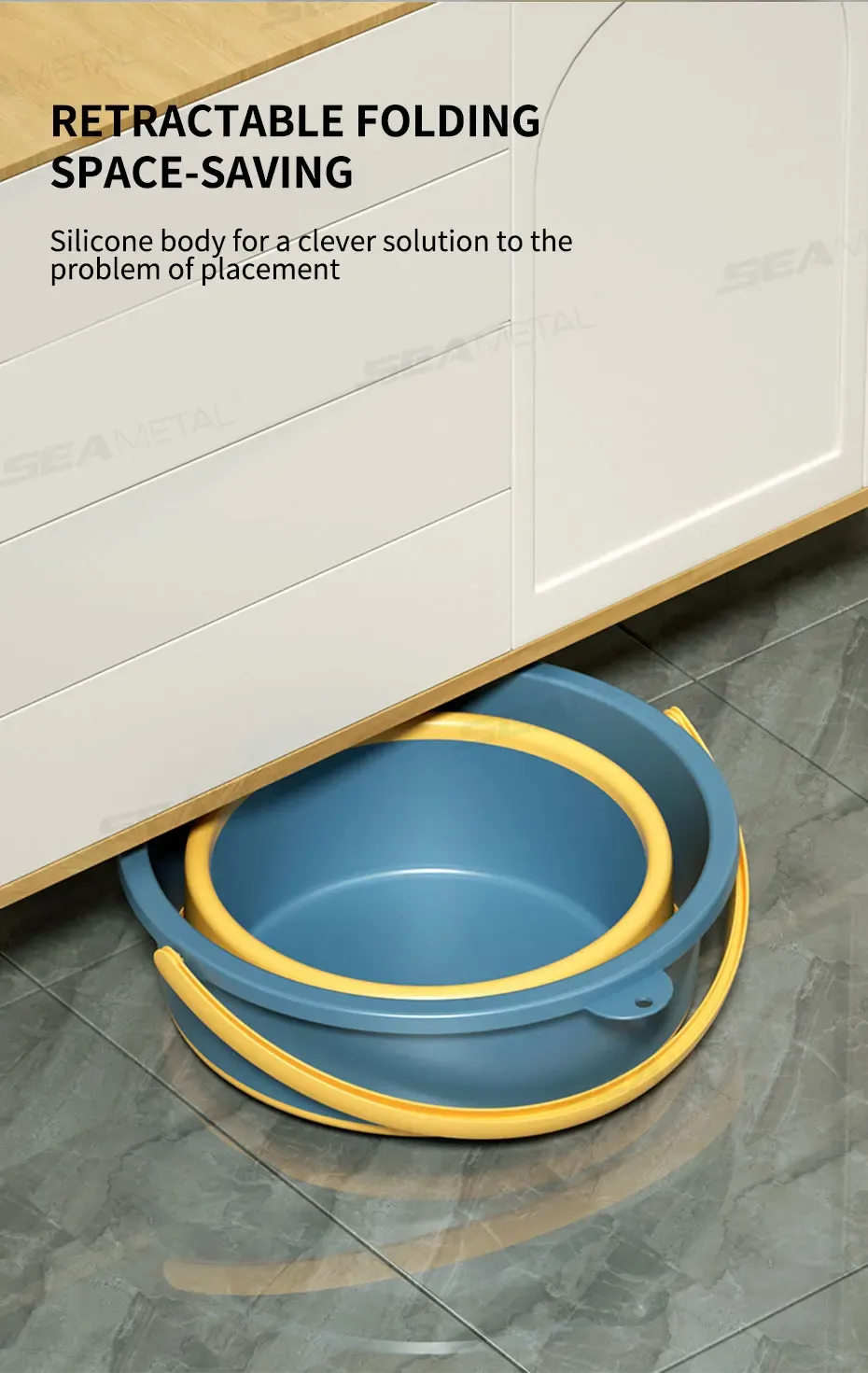 Seau pliable, finition soignée