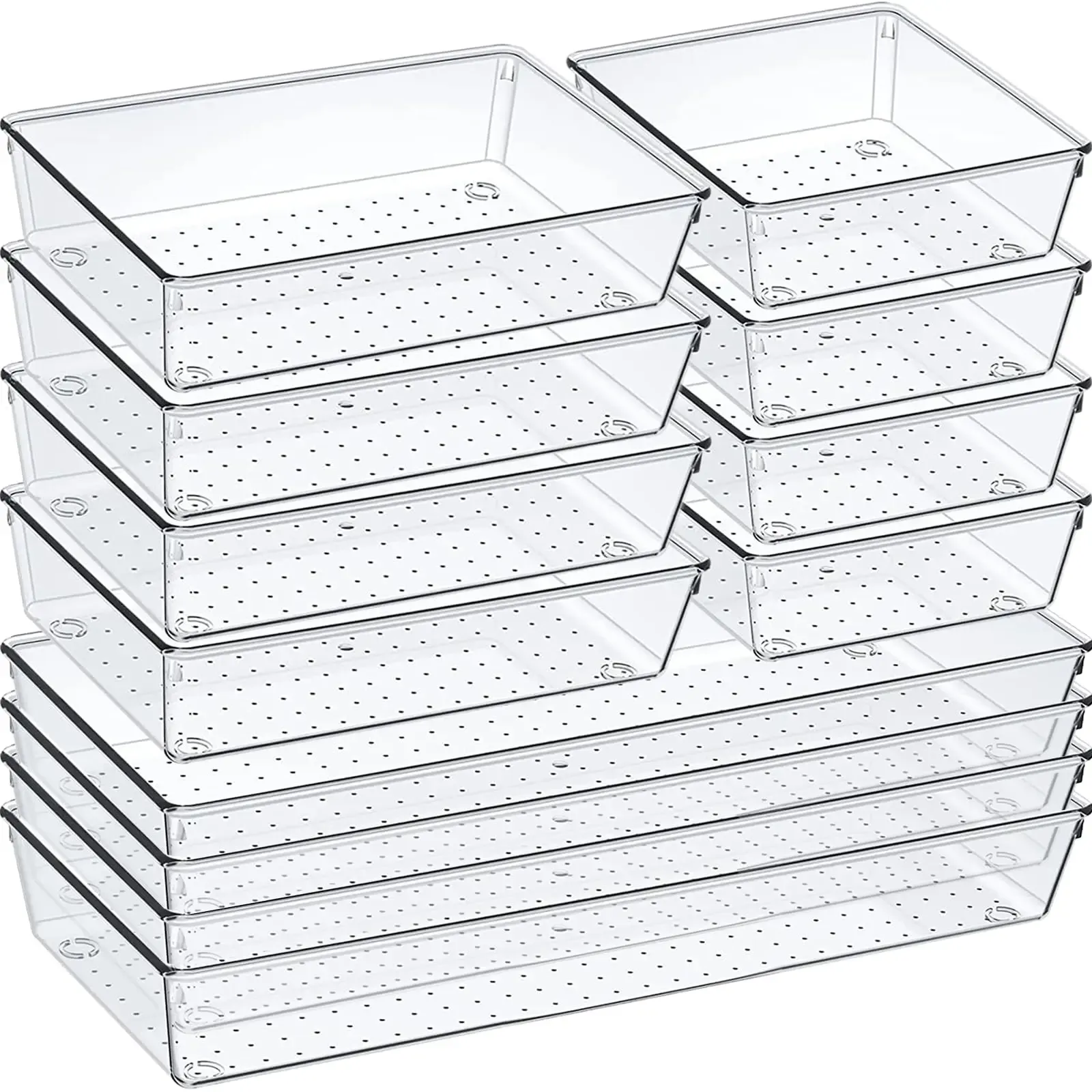 Organiseurs de tiroirs transparents en plastique
