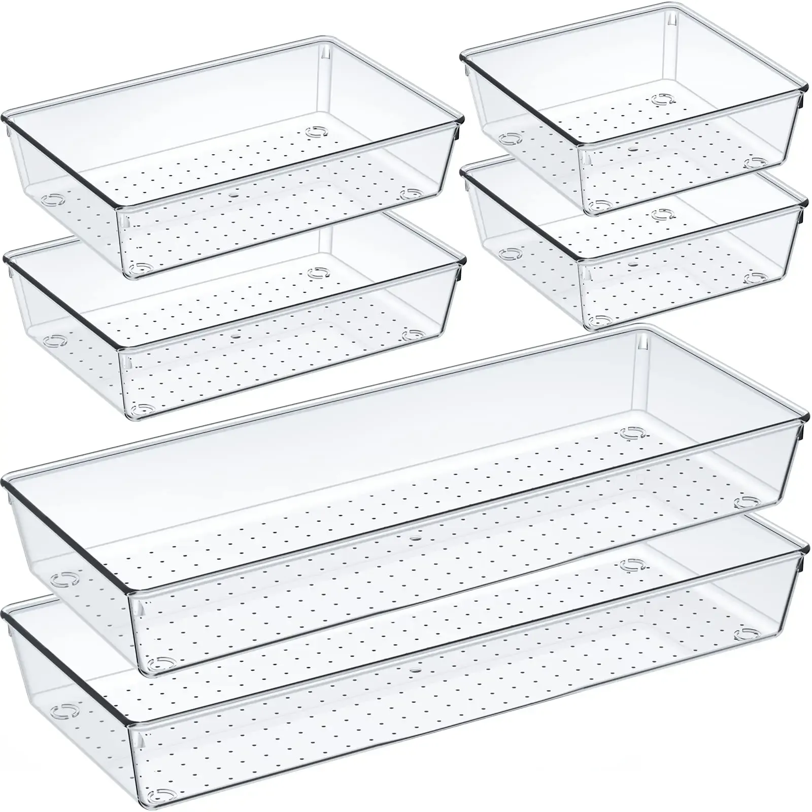 Lot de 6, 9 ou 12 organiseurs de tiroirs en plastique transparent pour rangement de salle de bain, coiffeuse, organisation domestique et kit de maquillage 8