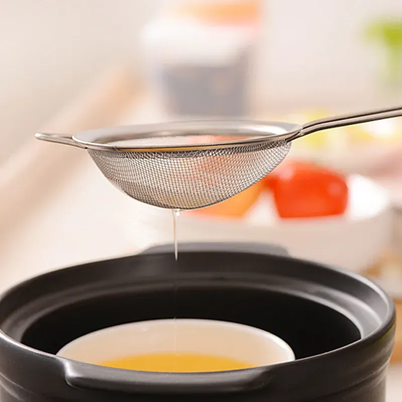 Passoire fine en acier inoxydable avec poignée et crochet robustes, tamis pour jus et lait de soja, lot de 3 ustensiles de cuisine 4
