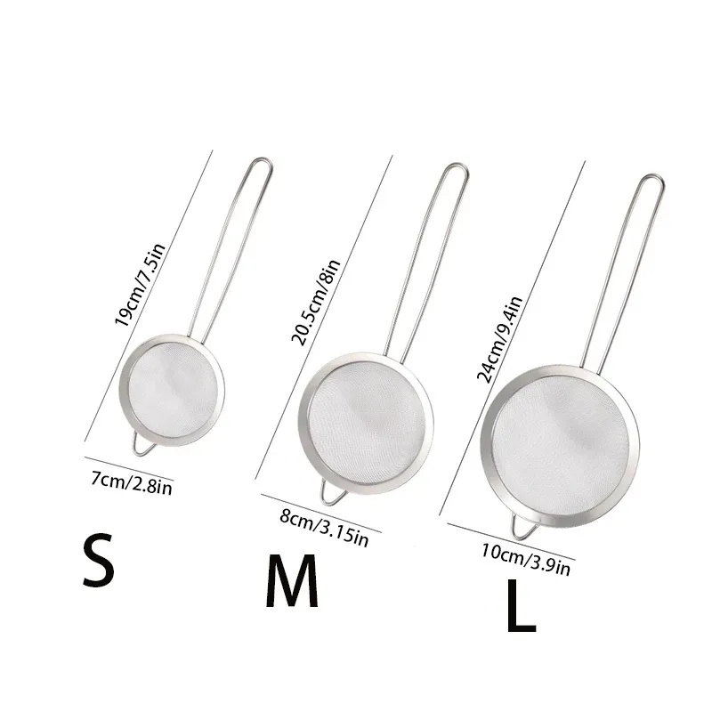 Passoire fine en acier inoxydable avec poignée et crochet robustes, tamis pour jus et lait de soja, lot de 3 ustensiles de cuisine 6