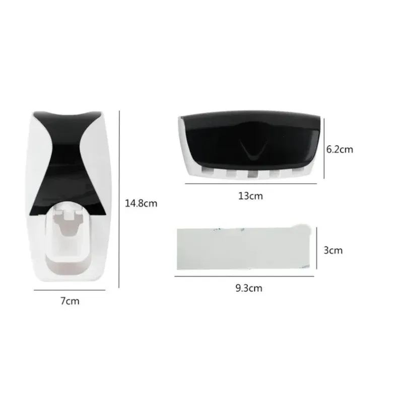 Porte-brosse à dents avec distributeur automatique de dentifrice, support mural de rangement pour salle de bain (lot de 1) 3