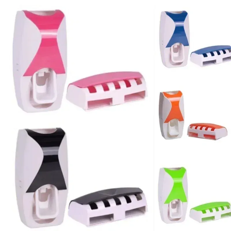 Porte-brosse à dents avec distributeur automatique de dentifrice, support mural de rangement pour salle de bain (lot de 1) 4