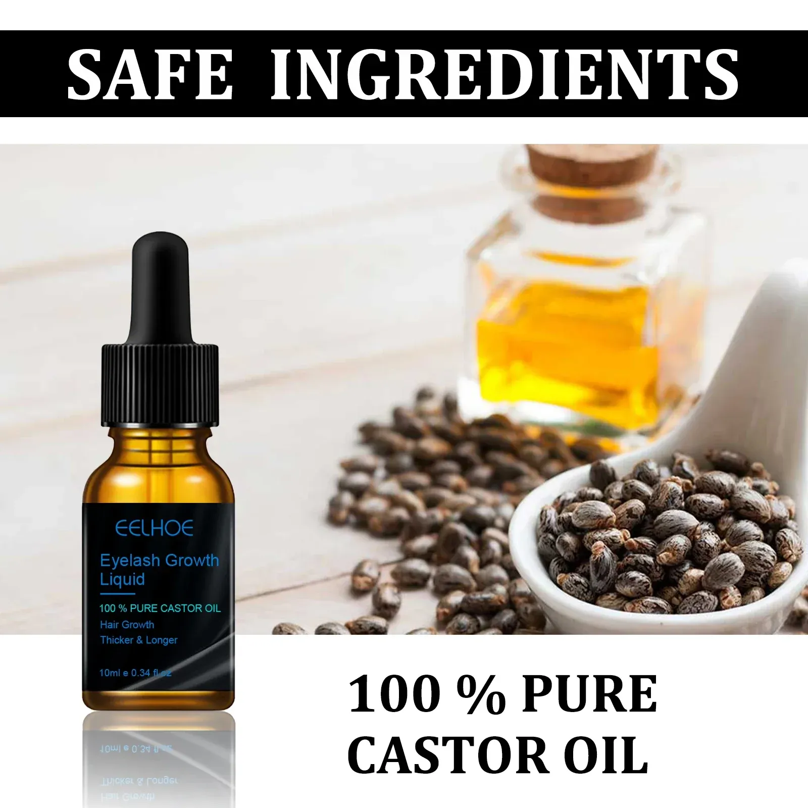 Sérum liquide naturel à l'huile de ricin pour sourcils et cils, favorise une pousse épaisse et harmonieuse, produit de maquillage pour femme 3
