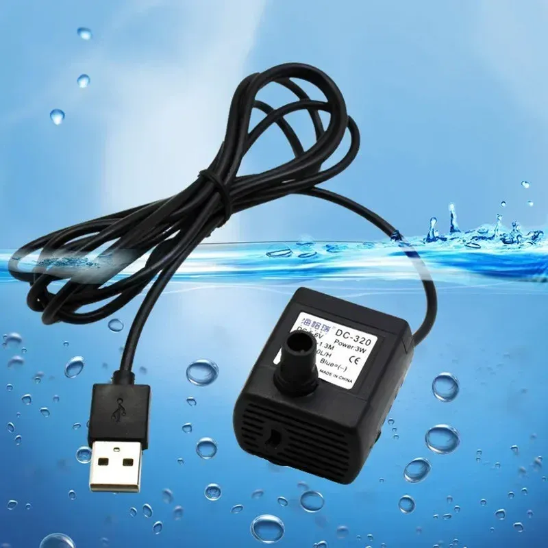 Mini pompe submersible USB 5 V, 3 W, 500 L/h pour fontaine, aquarium et distributeur d'eau pour animaux