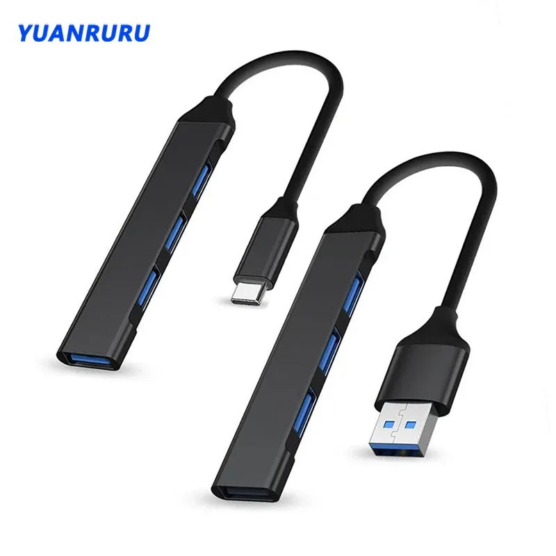 Hub USB 3.0 à 4 ports, haute vitesse, USB-C, séparateur 5 Gbps pour PC, multiport USB 3.0 / 2.0