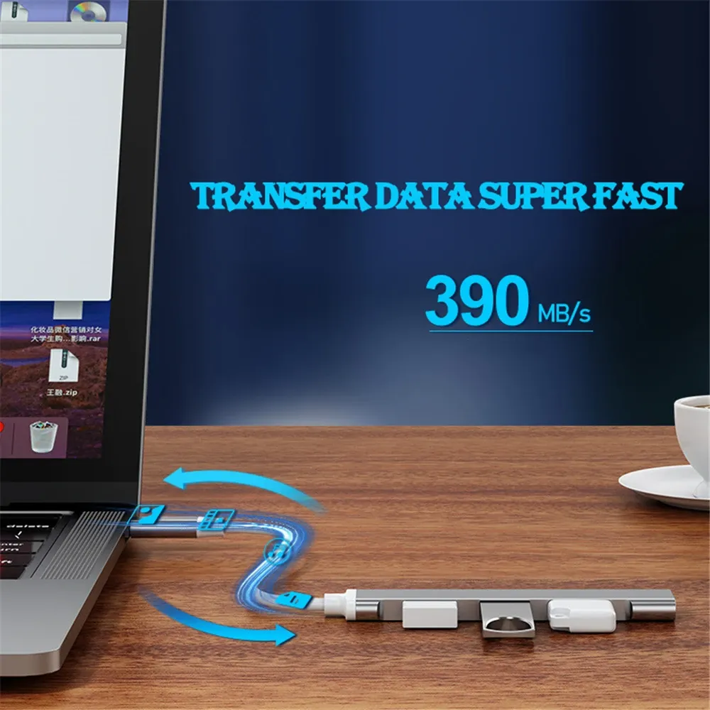 Hub USB 3.0 à 4 ports, haute vitesse, USB-C, séparateur 5 Gbps pour PC, multiport USB 3.0 / 2.0 5