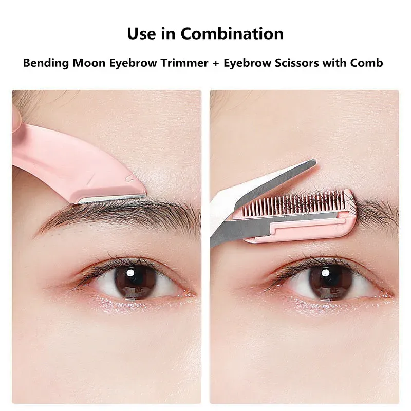 Couteau de coupe de sourcils, rasoir pour le visage et les sourcils pour femmes, ciseaux professionnels avec peigne, accessoires de grattoir 3
