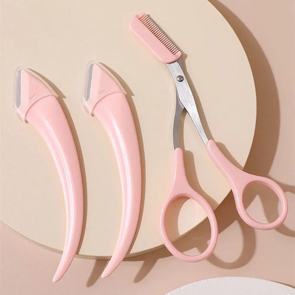 Couteau de coupe de sourcils, rasoir pour le visage et les sourcils pour femmes, ciseaux professionnels avec peigne, accessoires de grattoir 2