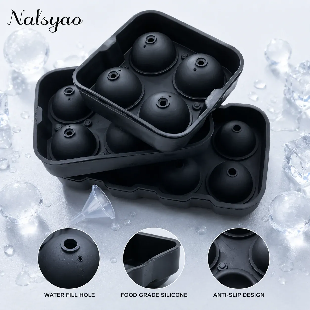 Moule à glaçons en silicone, machine à boules de glace 3D, grande sphère ronde, moule cube pour congélateur, outil de bar à cocktails pour whisky 6