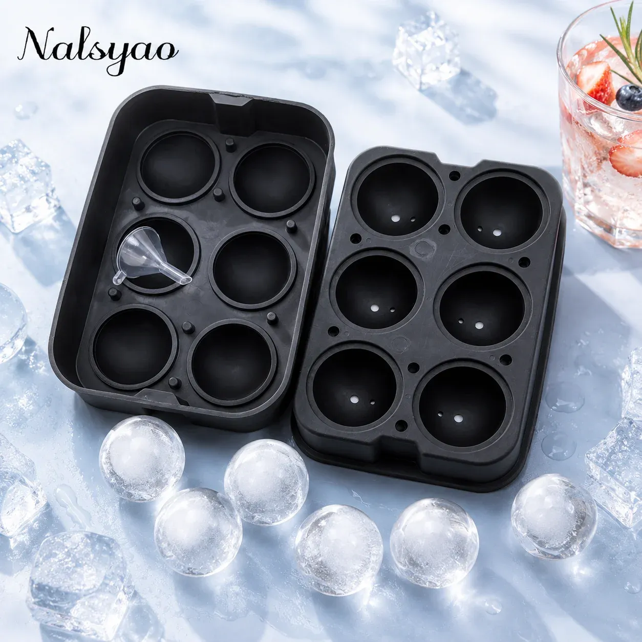 Moule à glaçons en silicone, machine à boules de glace 3D, grande sphère ronde, moule cube pour congélateur, outil de bar à cocktails pour whisky 8