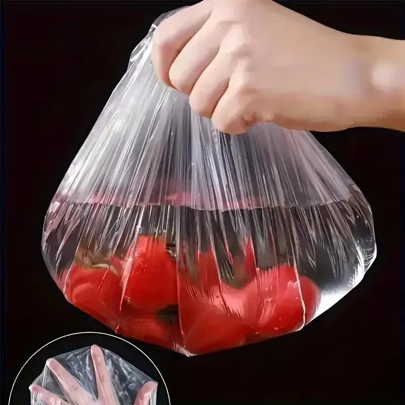 Sac de conservation alimentaire élastique transparent et réutilisable, lot de 100, couvercles extensibles en plastique, joints pour bols et assiettes, sacs de rangement sans parfum 4