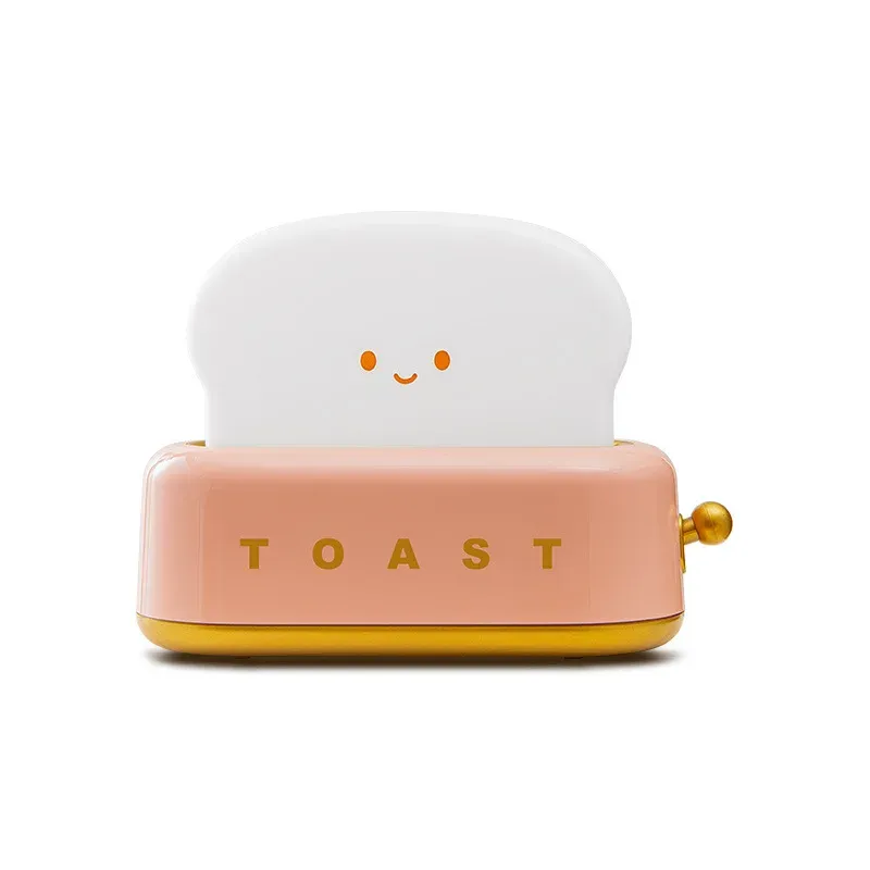 Veilleuse rechargeable en forme de toast avec visage souriant et intensité réglable, lampe de chevet décorative pour chambre, bureau ou salon 7