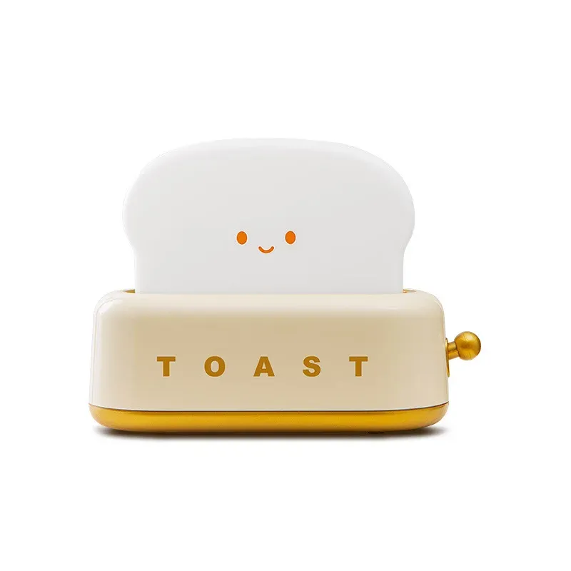 Veilleuse rechargeable en forme de toast avec visage souriant et intensité réglable, lampe de chevet décorative pour chambre, bureau ou salon 9