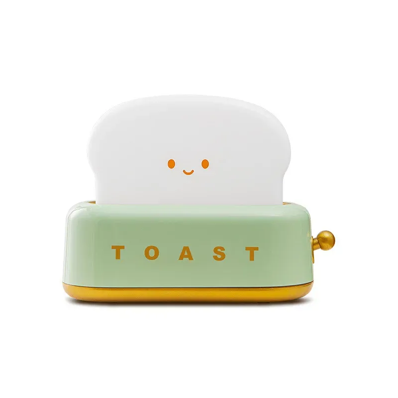 Veilleuse rechargeable en forme de toast avec visage souriant et intensité réglable, lampe de chevet décorative pour chambre, bureau ou salon 8