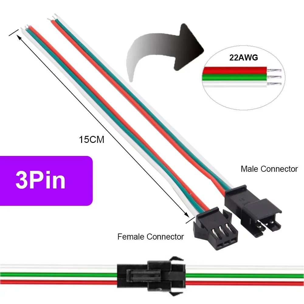 Connecteur JST LED, application lumineuse
