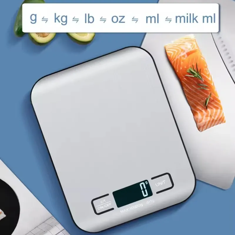 Balance de cuisine numérique à affichage LED en acier inoxydable, précision au gramme, capacité 5 kg 2