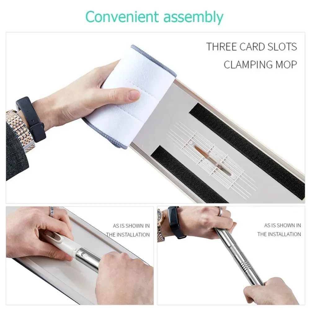 Ensemble balai plat et seau avec manche extensible et essoreur en microfibre, pour le nettoyage humide et sec des sols en bois dur, stratifié et carrelage 6