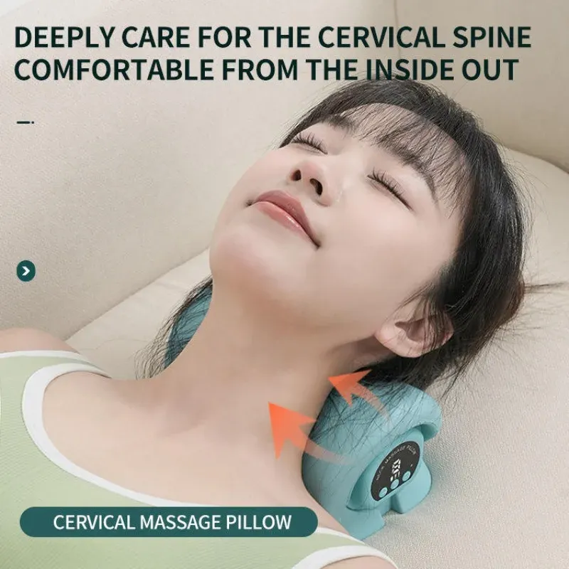 Oreiller de traction cervicale électrique EMS à impulsions avec chauffage, 6 niveaux de chaleur, masseur de cou et étireur d'épaules 2
