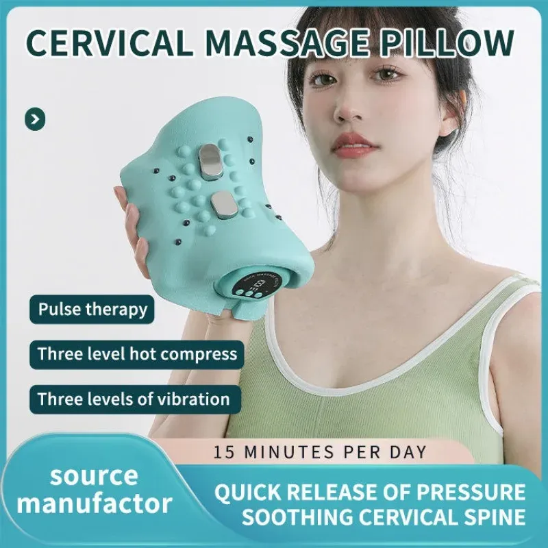 Oreiller de traction cervicale électrique EMS à impulsions avec chauffage, 6 niveaux de chaleur, masseur de cou et étireur d'épaules 3