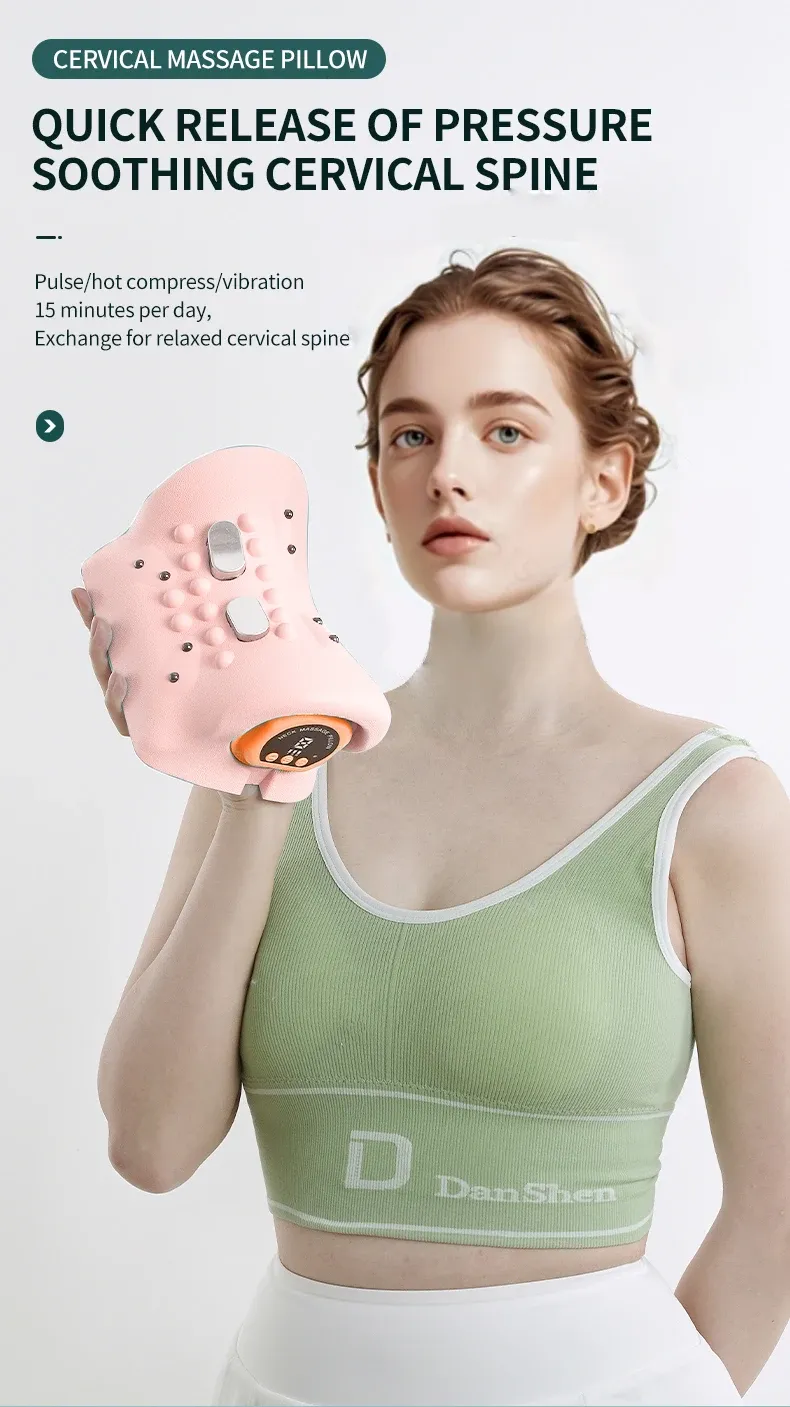 Oreiller de traction cervicale à impulsions EMS chauffant