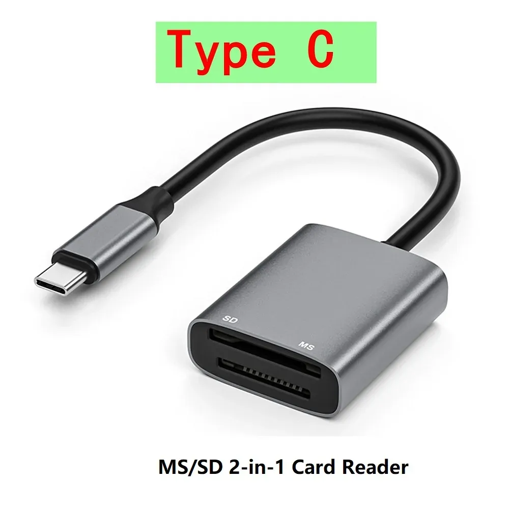 Adaptateur USB-C pour lecteur de cartes Memory Stick Pro Duo et SD pour iPhone, compatible Lightning et USB-C, prise en charge de SD/SDHC/MS 7