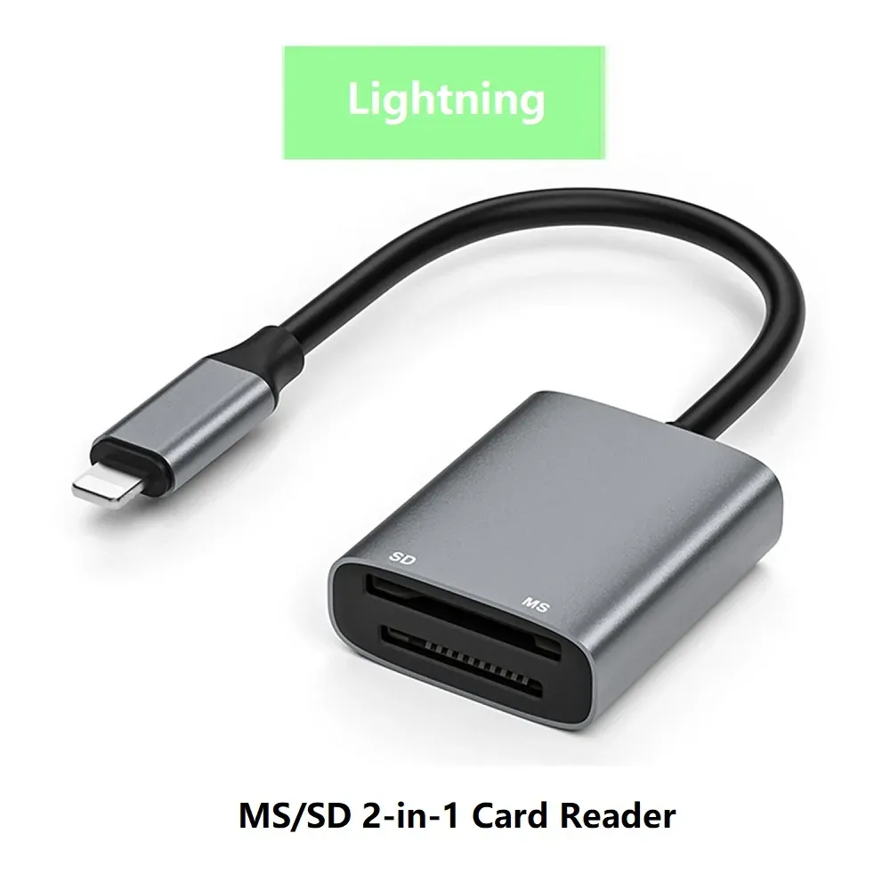 Adaptateur USB-C pour lecteur de cartes Memory Stick Pro Duo et SD pour iPhone, compatible Lightning et USB-C, prise en charge de SD/SDHC/MS 8
