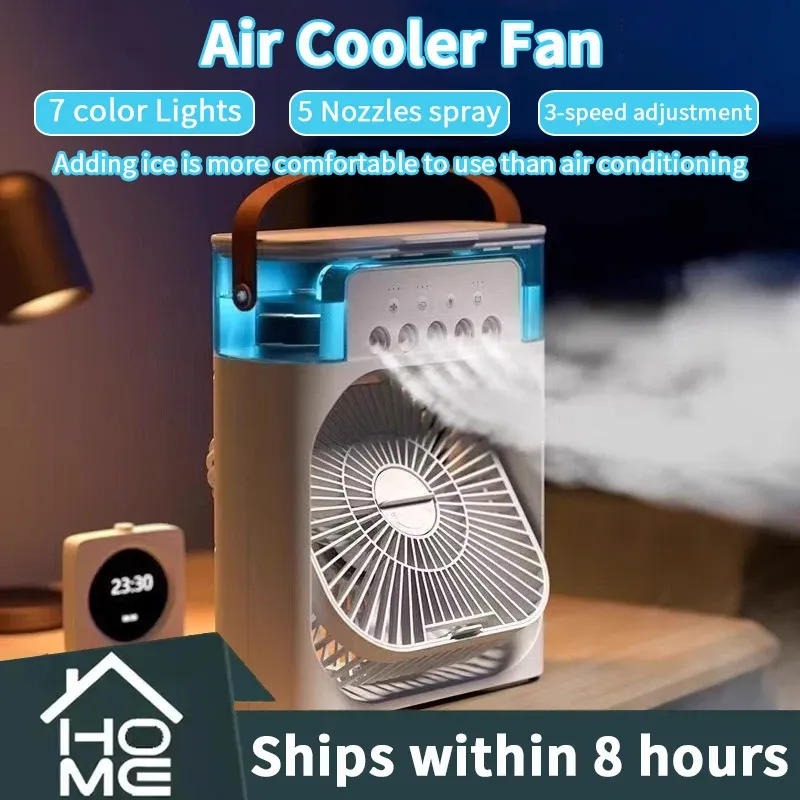 Ventilateur refroidisseur d'air 3 en 1 portable avec humidificateur et veilleuse LED pour bureau et maison - Image 1