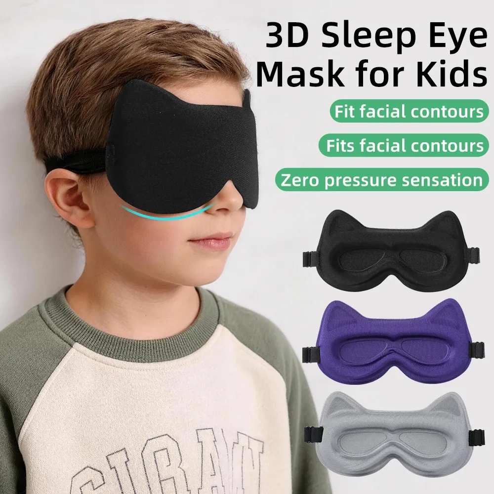 Masque de sommeil 3D stéréoscopique pour enfants, bloquant la lumière, confortable, doux pour les yeux et respirant, idéal pour les voyages - Image 1