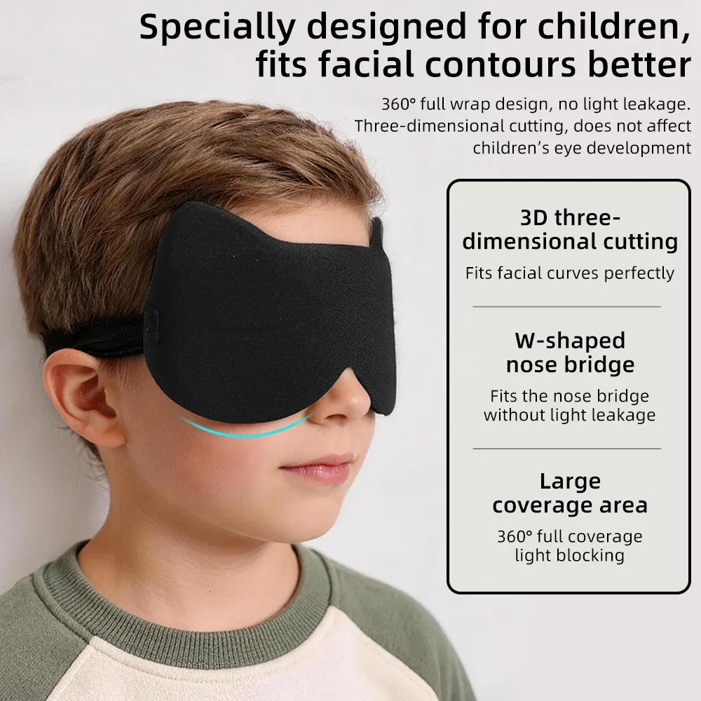 Masque de sommeil 3D stéréoscopique pour enfants, bloquant la lumière, confortable, doux pour les yeux et respirant, idéal pour les voyages 4