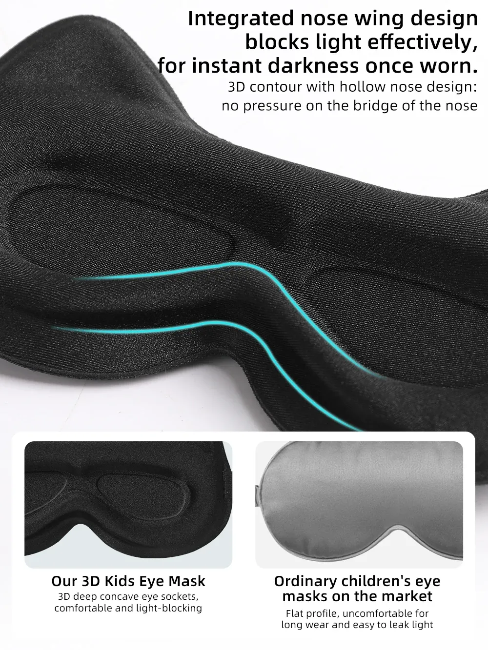 Masque de sommeil pour enfants, confort porté