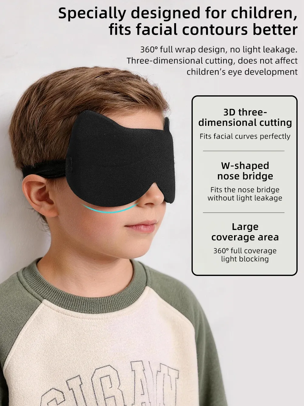 Masque de sommeil pour enfants, matières douces