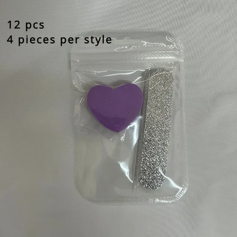 Kit de soin des ongles rose pailleté 12 pièces – Polissoir cœur, tige en cristal et lime double face pour nail art et pédicure 6
