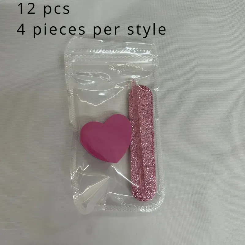 Kit de soin des ongles rose pailleté 12 pièces – Polissoir cœur, tige en cristal et lime double face pour nail art et pédicure 7